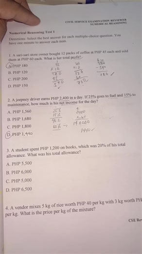 Numerical Reasoning for Civil Service Exams
