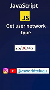 Swathi Mothukuri on Instagram: "check user network type in javascript | javascript tutorials #javascript #webdevelopment #csworldtelugu"