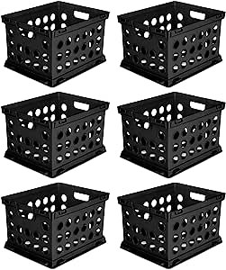 Sterilite File Crate, Stackable Plastic Storage Bin with Handles, Organize Files at Home, Garage, Office, School, Black, 6-Pack