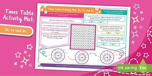Times Table Activity Mat: 3s, 4s and 8s