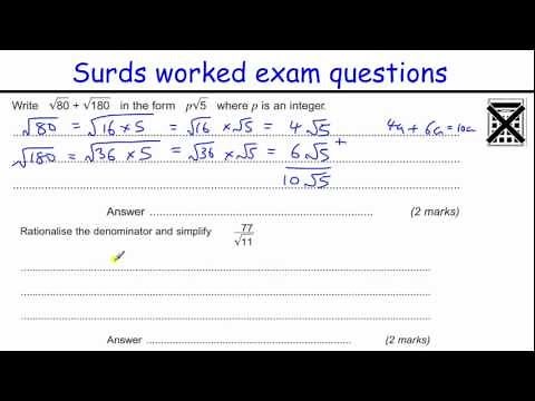 How to do Surds GCSE A/A* Maths revision Higher level exam qu (simplifying, rationalising )