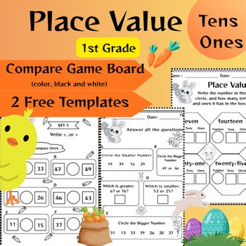 1st Grade Place Value Worksheets: TENS AND ONES Practice Sheets
