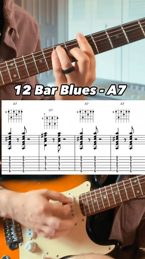 2.6K views · 38 reactions | 12 Bar Blues - A7 Rhythm Guitar Lesson...