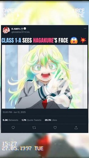 CLASS 1-A SEES HAGAKURE'S FACE 😱💥 | #anime #bnha #mha #animeedit #myheroacademia