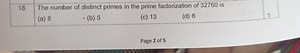 The number of distinct primes in the prime factorization of 327... | Filo