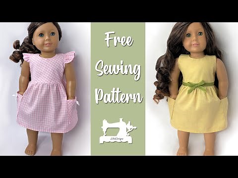 How to sew a Dress for 18 inch doll - American Girl - FREE Pattern