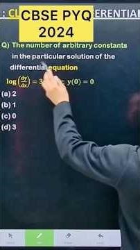 The number of arbitrary constants in the particular solution differential 𝐥𝐨𝐠(𝐝𝐲/𝐝𝐱)=𝟑𝐱+𝟒