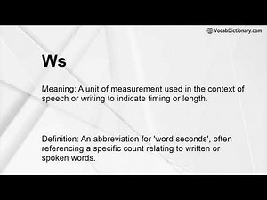 Ws Meaning