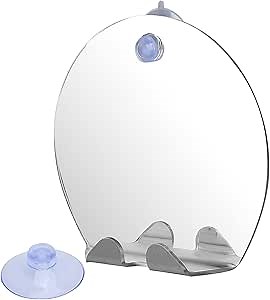 Shower Mirror, Fogless Suction Cup Mirror with Holder Suction Cup for Shower for Makeup