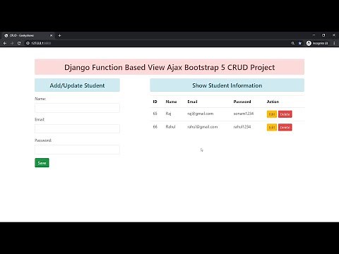 CRUD using Django Ajax and jQuery (Hindi)