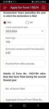15G or 15H form submit through PNBONE online.