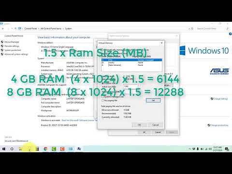 How to reset virtual memory windows 10