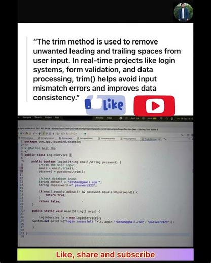 What is trim( ) Method in Java ?? |#stringmethods |#java |#javainterviewquestions