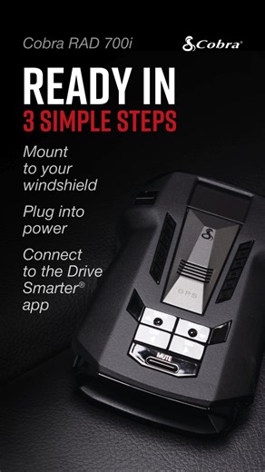 Leave your worries in the rearview mirror. With the RAD 700i radar detector, setup is simple:  Mount to your windshield  Plug into power  Connect to the Drive Smarter® app No tools. No stress. Just go. | Cobra Electronics US | Facebook