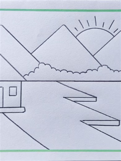 Beautiful Village Landscape Drawing Tutorial