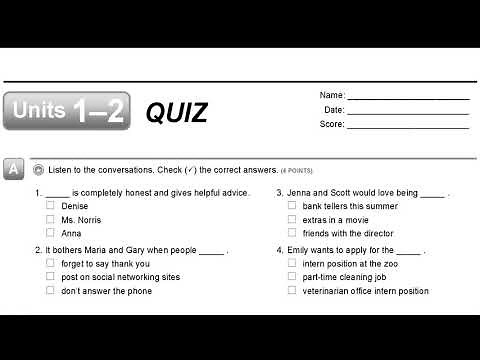 Units 1–2 QUIZ Listening (Interchange 4th Ed level 3) 4K