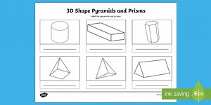 3D Shape Second Level Pyramids and Prisms Worksheet
