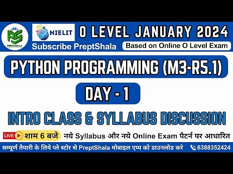 Day-1 || Python Syllabus Discussion || Python Programming for O Level || O Level || Preptshala