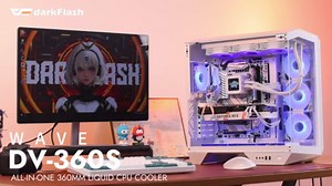 darkFlash DV360S All-in-one Liquid CPU Cooler, 3.2” LCD Screen with 320 * 320 Resolution, ARGB Sync, PWM Fans 360mm Radiator, CPU PC Aio Cooler Compatible with Intel 1851/1700, AMD AM4/AM5 (Black)