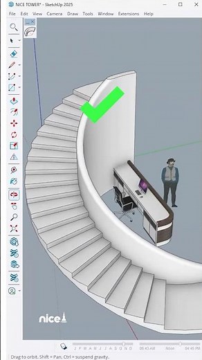 SketchUp tutorial ✨Designed this curved staircase in SketchUp! A perfect blend of form and function.