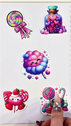 Cute Candy Stickers ASMR🍓🍇 ✨ Decorating My Kawaii Notebook