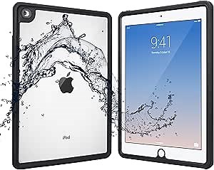 ShellBox Compatible for 2017/2018 Waterproof Case iPad 9.7 inch, iPad 6th Generation Shockproof Case Water Resistant IP68 360 Degree All Round Protective Ultra Slim Thin Dust/Snow Proof with Lanyard