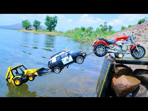 Police Car Mahindra Tractor JCB 3DX Auto Rickshaw Accident Pulling Tractor Bullet Bike JCB ? CS Toy