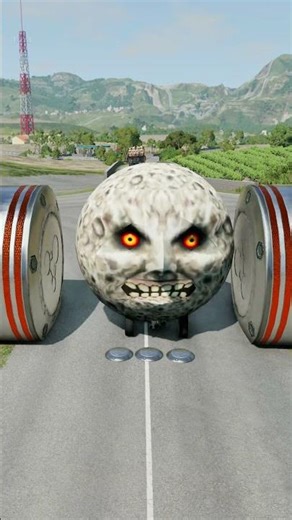 Colourful Long Capsule Buses vs Hydraulic Crush - BeamNG.drive #shorts #beamngdrive #bus