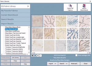 NEW fabrics for your EQ! These fabrics from Riley Blake Designs are included in the most recent Stash add-on! Bayou Blues, Breathe, New Hand-Dyes, and That Summer Feelin’ by Riley Blake Designs. Shop Stash add-ons for EQ at ElectricQuilt.com. | Electric Quilt | Facebook
