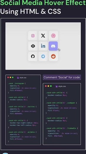 Social media Hover Effect using HTML CSS 🤯 🥶 next level icon Hover Effect menu 🤔☠️