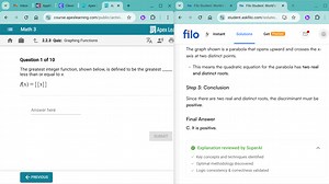 The greatest integer function, shown below, is defined to be th... | Filo