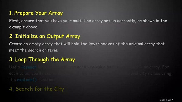 How to Efficiently Find Array Indexes for a City in PHP's Multi-Line Array