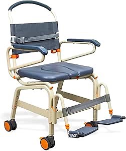 Amazon.com: ShowerBuddy SB6C22 Mobile Shower Commode Chair | Adjustable Height with Removable and Swing Away Footrests, Armrests | Tool-Less Assembly & Sets Up in Minutes | Perfect for Elderly & Patients : Health & Household