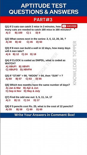 Aptitude Test Preparation | Aptitude Test Assessment Questions and Answers