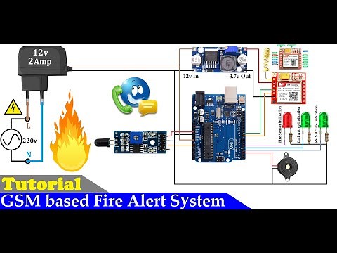 How to make GSM based Fire Alert System Call and SMS Notification using Arduino and GSM Module