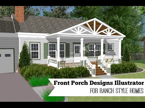Front Porch Designs Illustrator for a Ranch Style Home