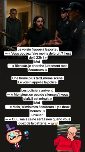 Je mets des écouteurs… et le voisin appelle quand même la police 😳🥁😂