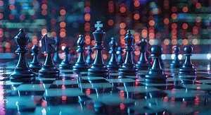Cyber security chess: IT professionals play chess with pieces representing digital threats Stock Video