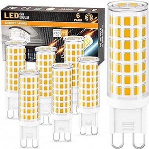 G9 Led Bulb,6W(60W Halogen Bulb Replacement), Chandelier Light Bulbs,88 LEDs,Warm White 3000K,Non-dimmable,G9 Bi Pin Base,360° Transparent Plastic,550LM,Pack of 6