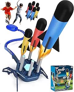 TOY Life Toy Rocket Launcher for Kids with 6 Foam Rockets and Refills Rocket Launcher for Kids 5-8-12 Shoot Up to 100 Ft Outdoor Toys