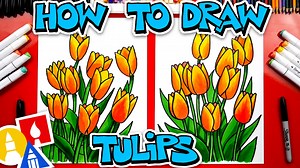How To Draw Spring Tulips - Art For Kids Hub -