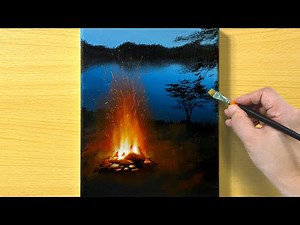 Night Camping Painting / Acrylic Painting / STEP by STEP #256