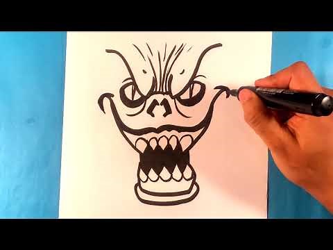 How to Draw a Scary Monster Face - Halloween Drawing Lesson
