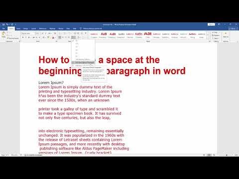 How to make a space at the beginning of a paragraph in word