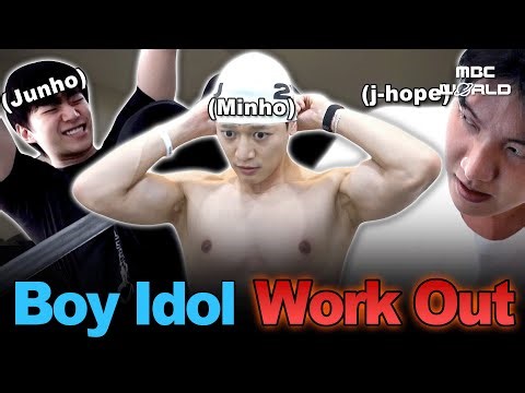 [Sub] How Boy Idols Stay Fit 💪 | Gym Routine #Jhope #minho #junho #ILiveAlone