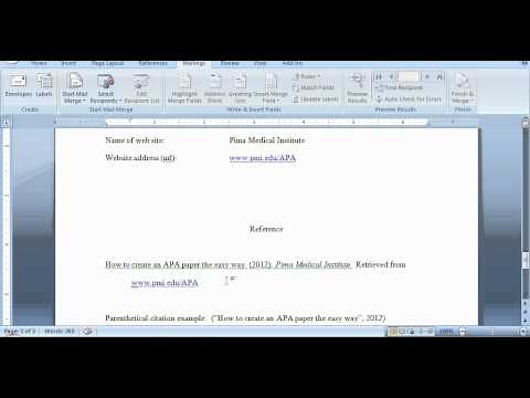 APA Format for a Website Reference