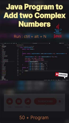 Program of Add Two Complex Number in Java | #shorts #youtube #ytshorts #trending #youtuber #viral #c