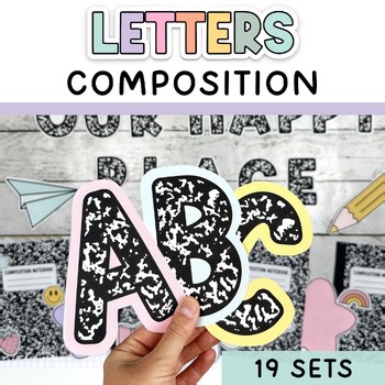 Composition Notebook Decor Bulletin Board Letters - 19 Printable Sets