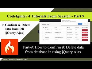 CodeIgniter4 - Part-9: How to Confirm & Delete data from database using jQuery Ajax in Codigniter 4
