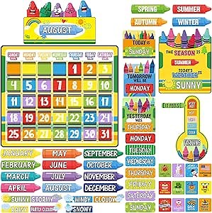 Large Calendar Pocket Chart, Calendar Learning Classroom Calendar Pocket Chart with 115 Cards for Classroom Calendar and Weather Pocket Chart for Home Kindergarten Learning(White)
